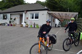 Dillan and Jude outside Alltonside Guest House, Fort William