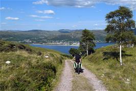 Descending to Loch Broom, with Ullapool on the far side, 37.6 miles into the ride