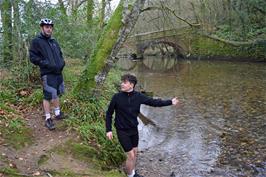 The River Avon near Reveton.  The railway path that we will join crosses on the old viaduct