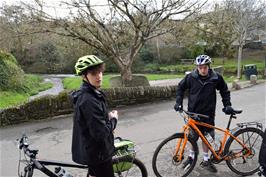 Jude and Dillan outside the village shop at Harbertonford