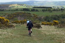 Heading down over the open moor towards Chalk Ford, with the old deer farm opposite