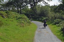 Reproduction of a photo from our 1991 tour at the start of the bridleway from High Tilberthwaite to Slaters Bridge