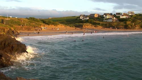 Treyarnon Bay, just outside the Youth Hostel, bathed in evening sunshine.