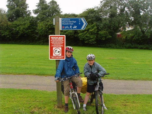 Zac and Ash at the start of the Camel Trail, Bodmin.