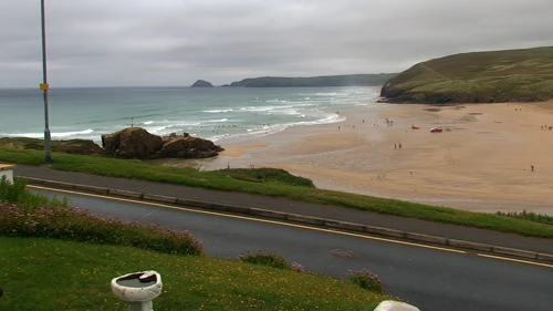 Great views across Perranporth Beach from the front garden of Chy an Kerensa Guest House, Cliff Road, Perranporth